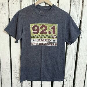 Texas Tshirt New Braunfels Americana Country Radio Size Small Heather Blue Retro